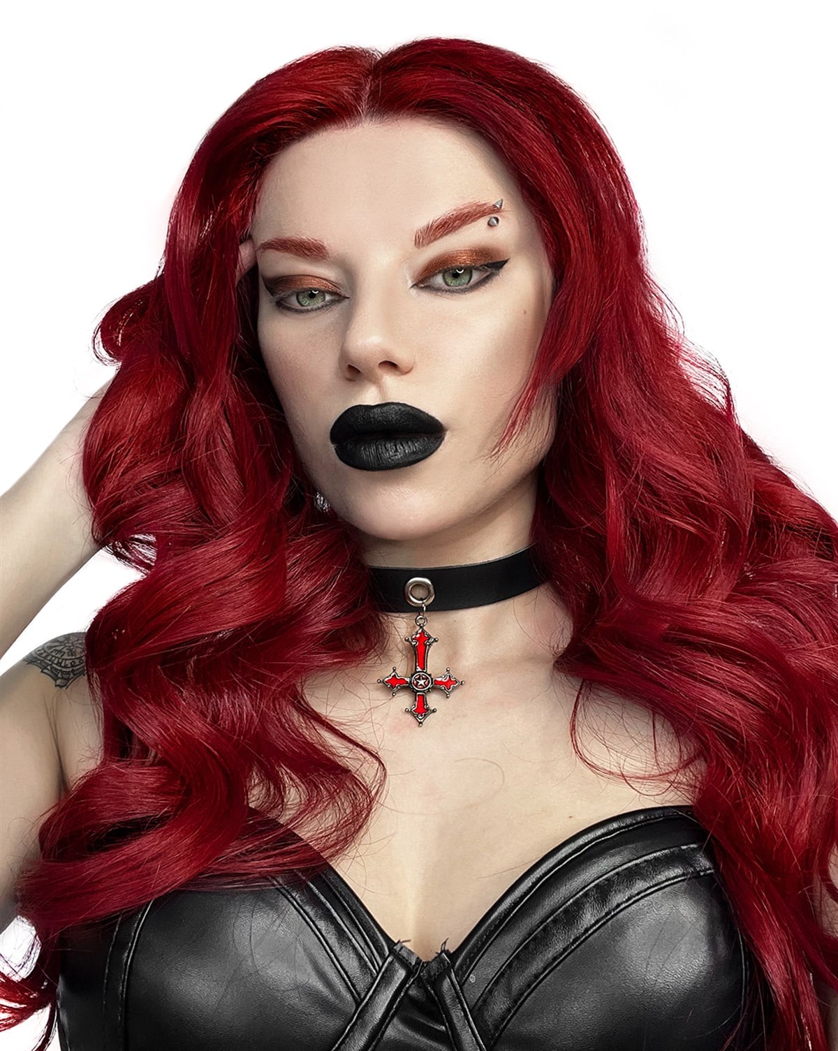CHOKER Handmade Petrus Cross Gothic Ters Haç 