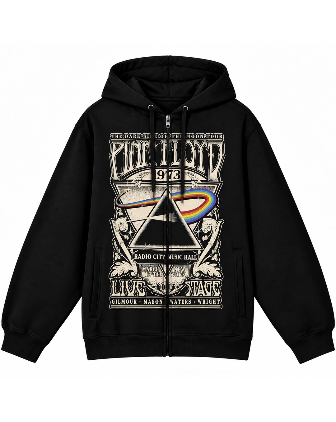 PINK FLOYD Side Of The Moon 1973 Live Stage Radio City Hoodie Zip UpHeavy Craft