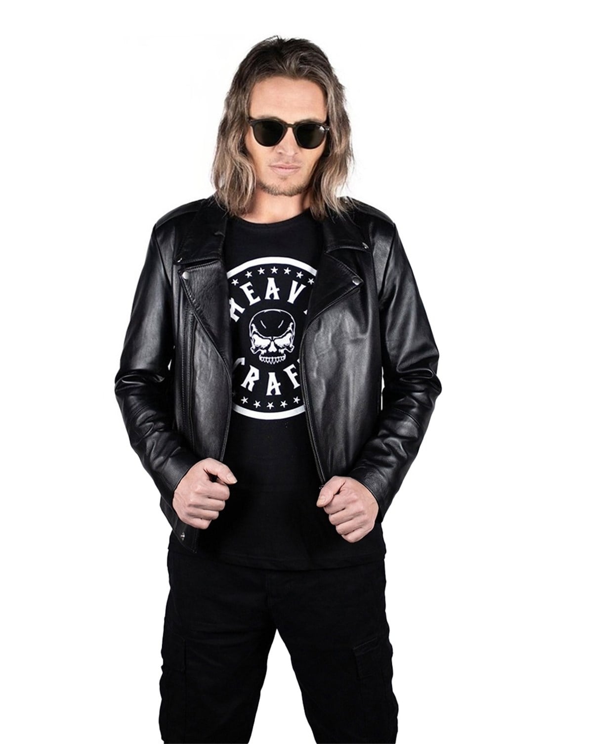 REBEL Men Black Bike Leather jacket
