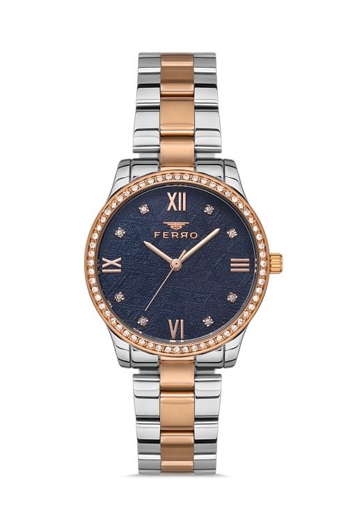 Ferro Metal Kordonlu Çift Renk Kadın Kol Saati FL21286A-E3