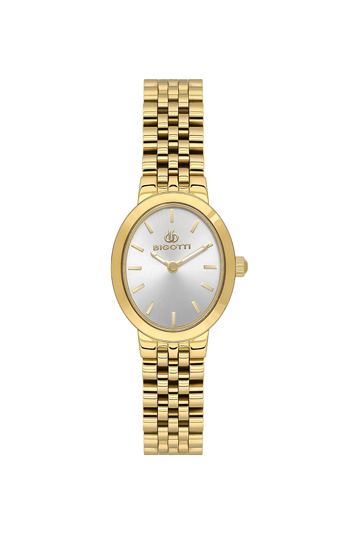 Bigotti Milano Altın Gold Metal Sade Beyaz Kasa Kadın Kol Saati BG.1.10660-3