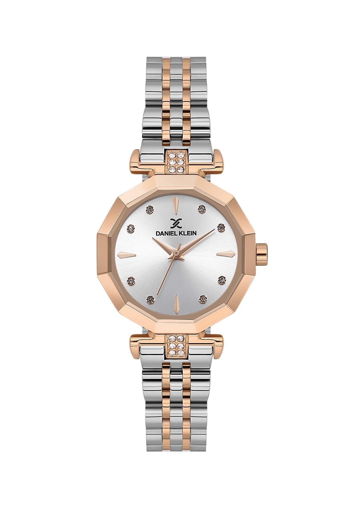 Daniel Klein Premium Tasarımlı Aynalı Cam Kasa Metal Rose Gold Kadın Kol Saati DKE.1.10890-5