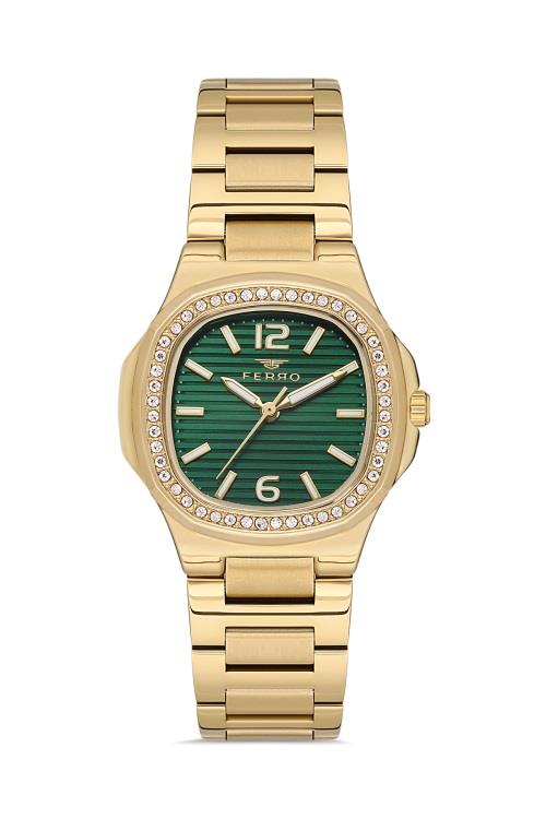 Ferro Metal Kordonlu Gold renk kadın Kol saati FL21366A-B6 
