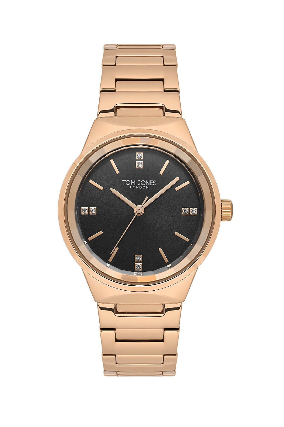 Tom Jones Metal Rose Gold Kasa Kordon Siyah Yuvarlak Kadran Kadın Kol Saati TJ.1.2288A-07 