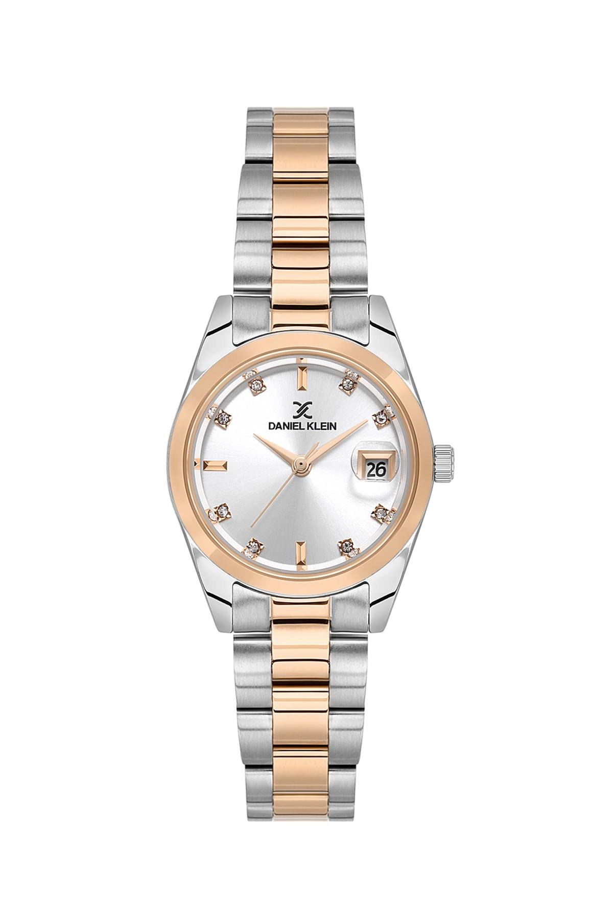 Daniel Klein Premium Metal Takvimli Rose Gold Gümüş Renk Kadın Kol Saati DKE.1.10841-6