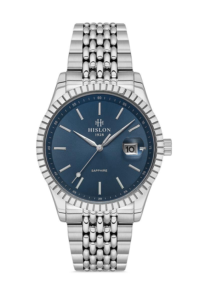 Hislon  316L Paslanmaz Çelik Kordon, Safir Kaplama Cam Erkek Kol Saati