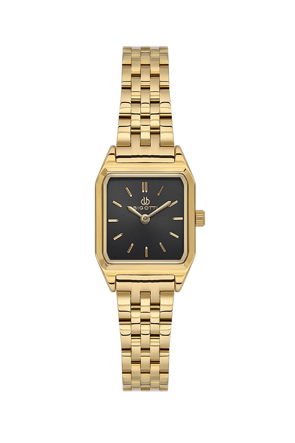 Bigotti Milano  Altın Gold Renk Metal Kare Kasa Kadın Kol Saati BG.1.10619-3