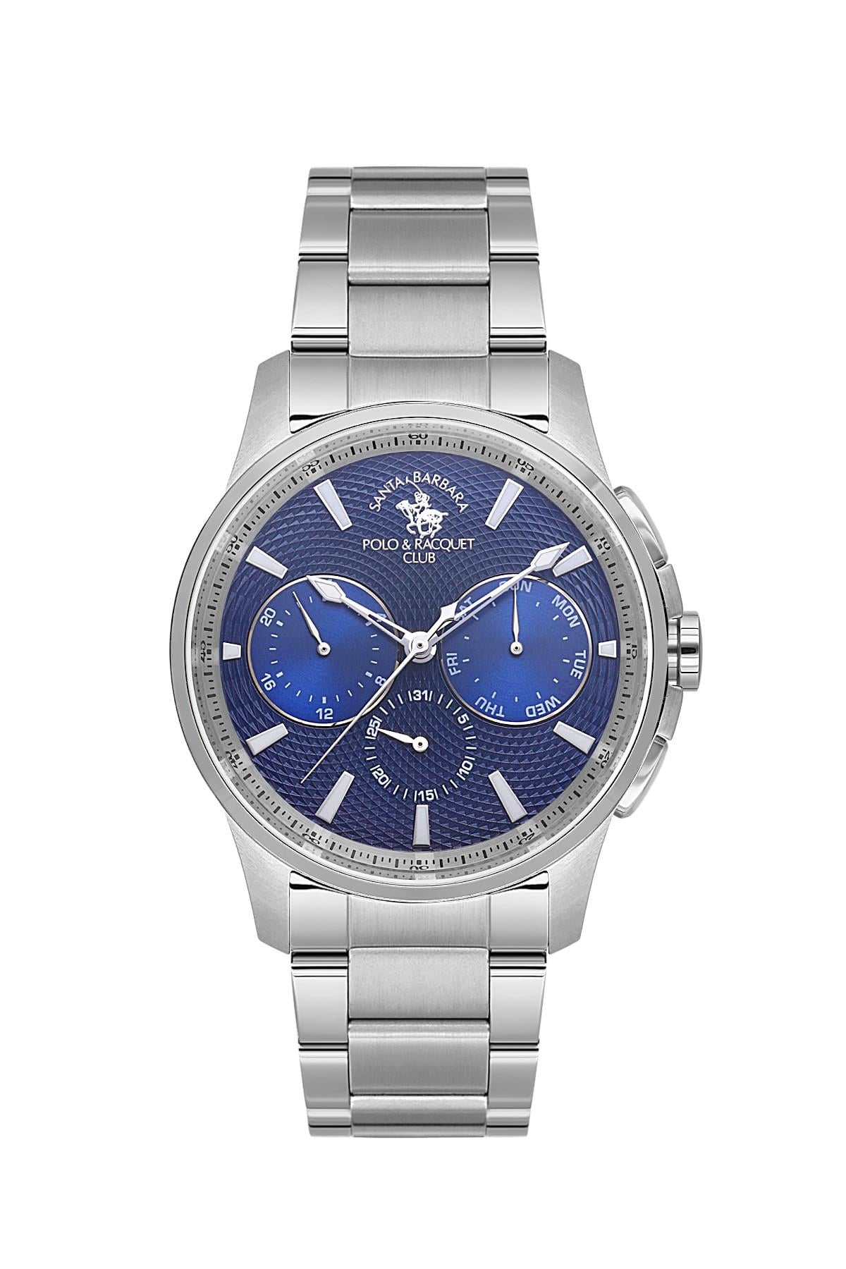 Santa Barbara Polo & Racquet Club Spor Çelik Metal  Lacivert Kadran Takvimli Erkek Kol Saati SB.1.10651-3