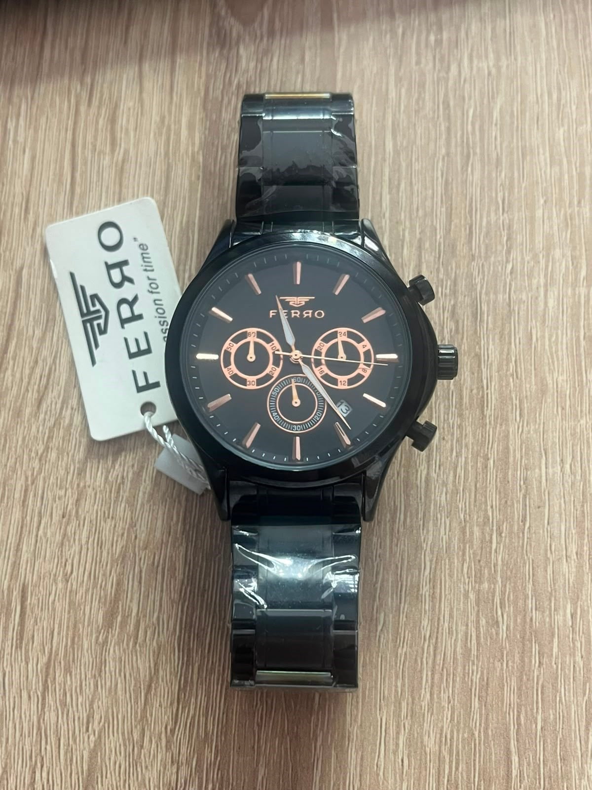 Ferro Metal Kordonlu Siyah Renk Fonksiyonlu Spor Kasa Erkek Kol Saati