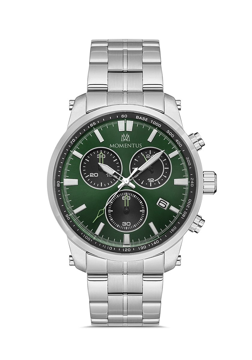 Momentus Çelik Spor Yeşil Kadran Kronometreli Erkek Kol Saati CC352S-15SS