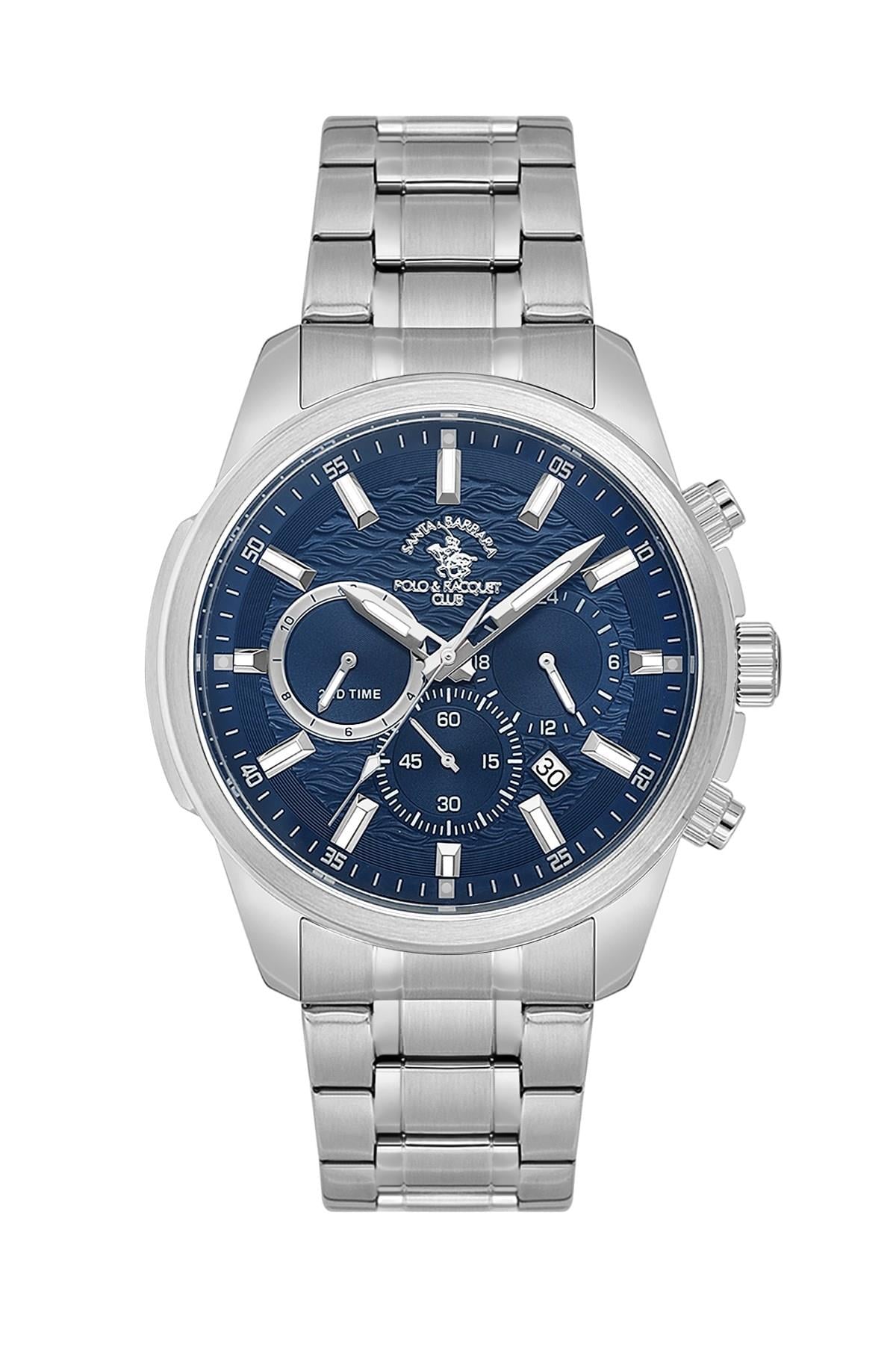 Santa Barbara Polo & Racquet Club Metal Spor Çelik Fonksiyonlu Lacivert Kadran Erkek Kol Saati SB.4.10047-3
