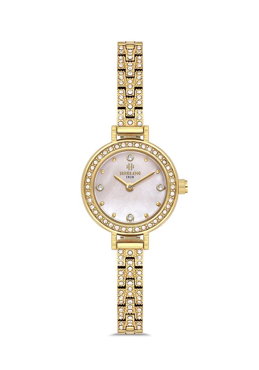 Hislon Taşlı Fazntezi Model Gold Renk Kadın Kol Saati