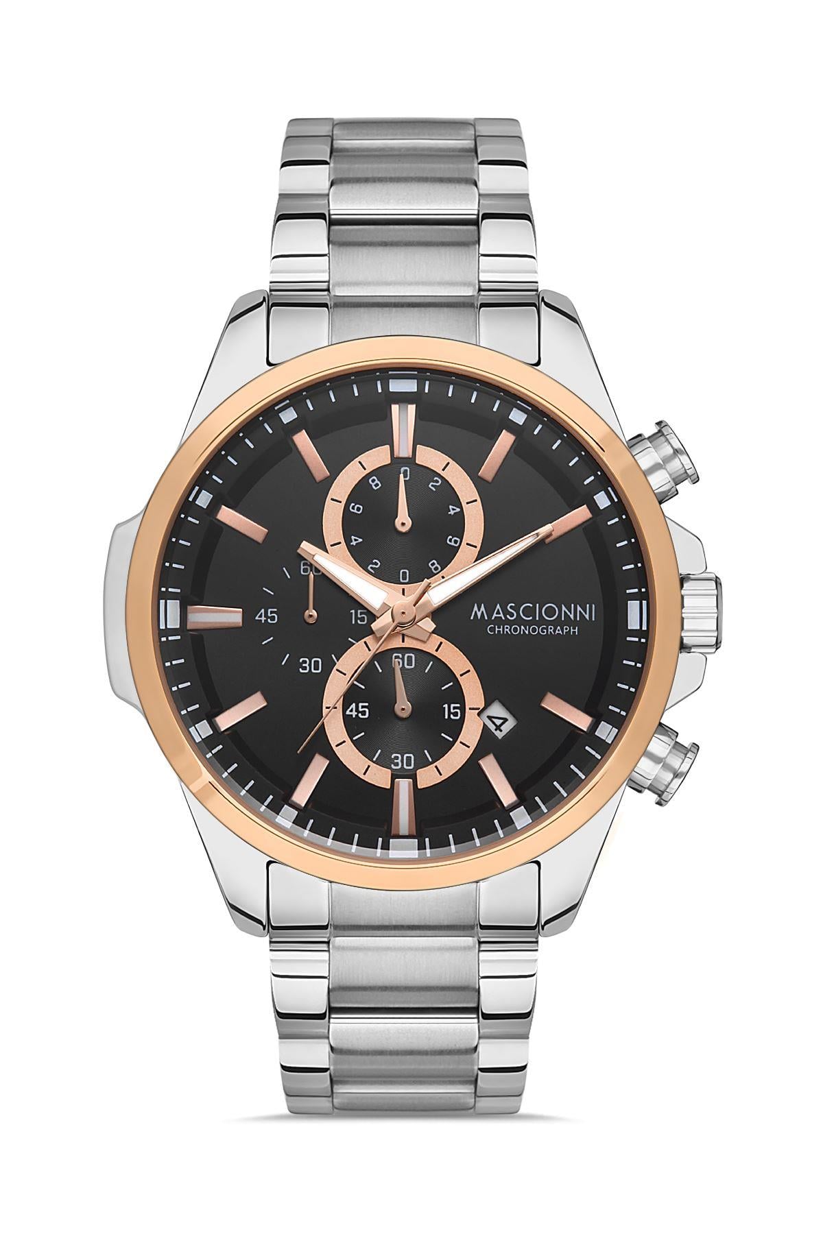 Masciooni metal kordonlu Gümüş M.1.2156.05 Renk Fonksiyonlu Erkek Kol Saati 