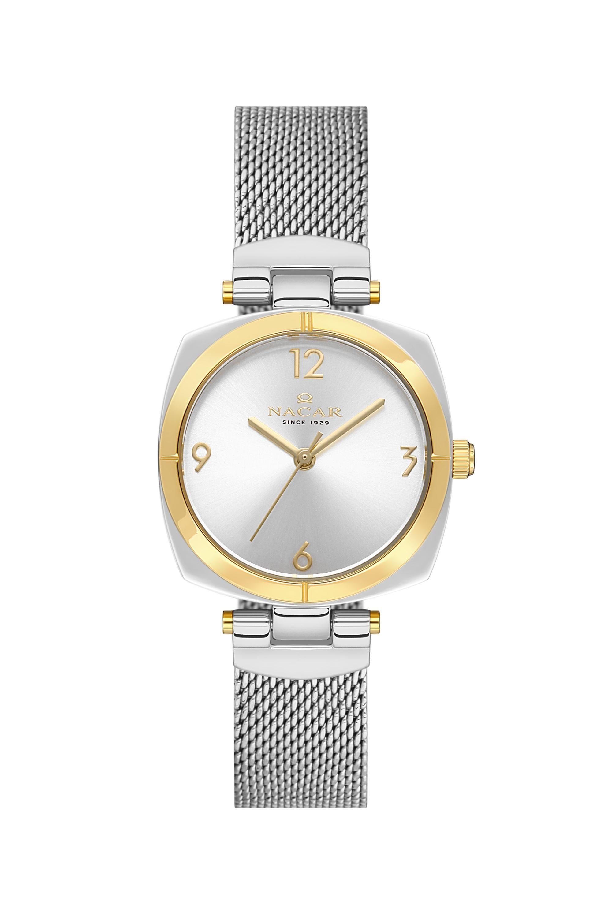 Nacar Çift Renk Hasır Kordon Tasarımlı Kasa Kadın Kol Saati NC36-392025-CSM