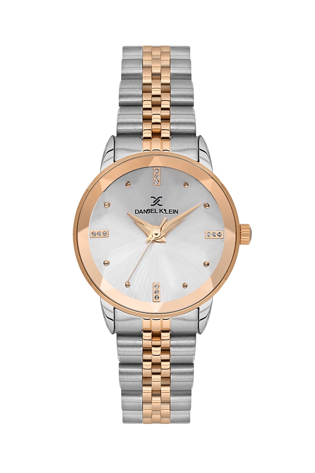 Daniel Klein Metal Gümüş Rose Gold Çift Renk Beyaz Kadran Kadın Kol Saati DK.3.10071-5