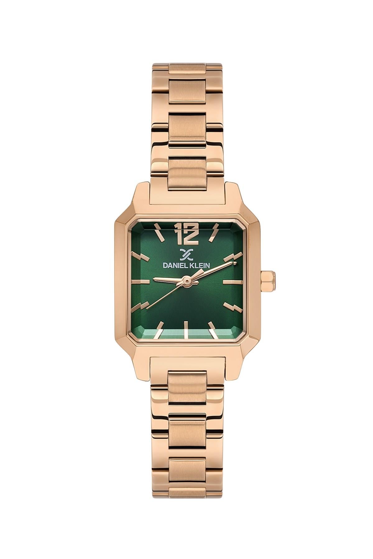 Daniel Klein Premıum Kare Yeşil Kadran Rose Gold Kadın Kol Saati DK.1.13713-10