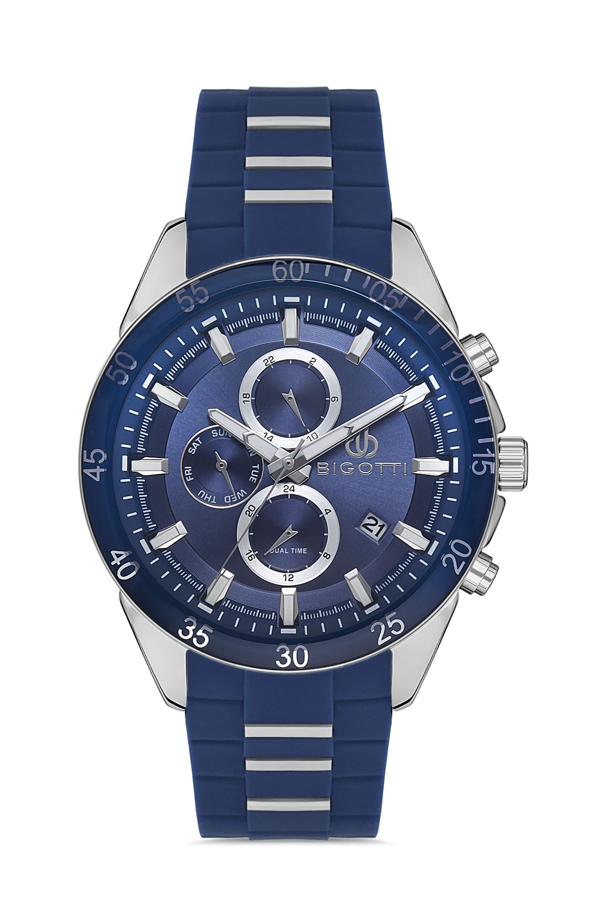 Bigotti Milano Spor Lacivert Silikon Multifonksiyon Erkek Kol Saati BG.1.10399.2