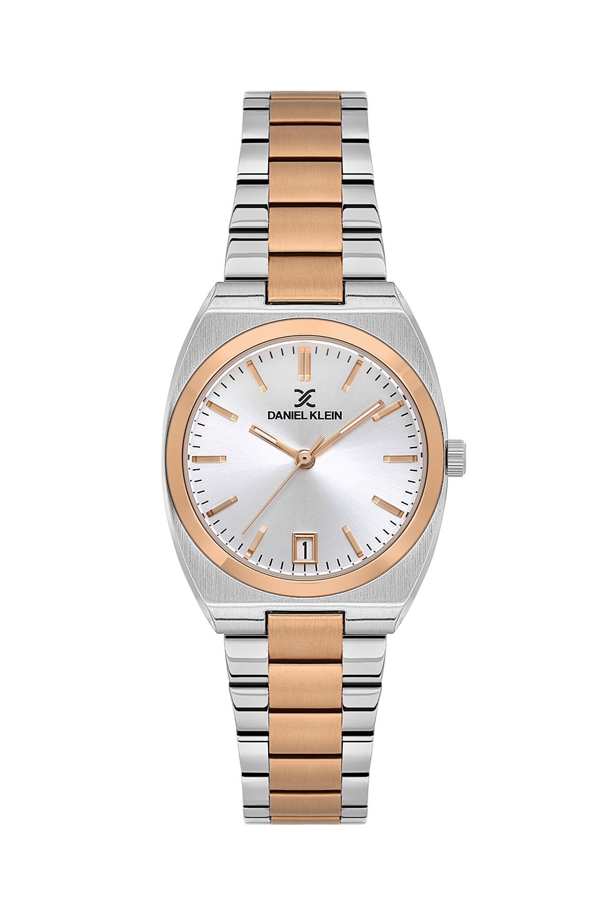 Daniel Klein Metal Rose Gold Kasa Kordon Beyaz Takvimli Kasa Spor Kadın Kol Saati DK.1.13960-7