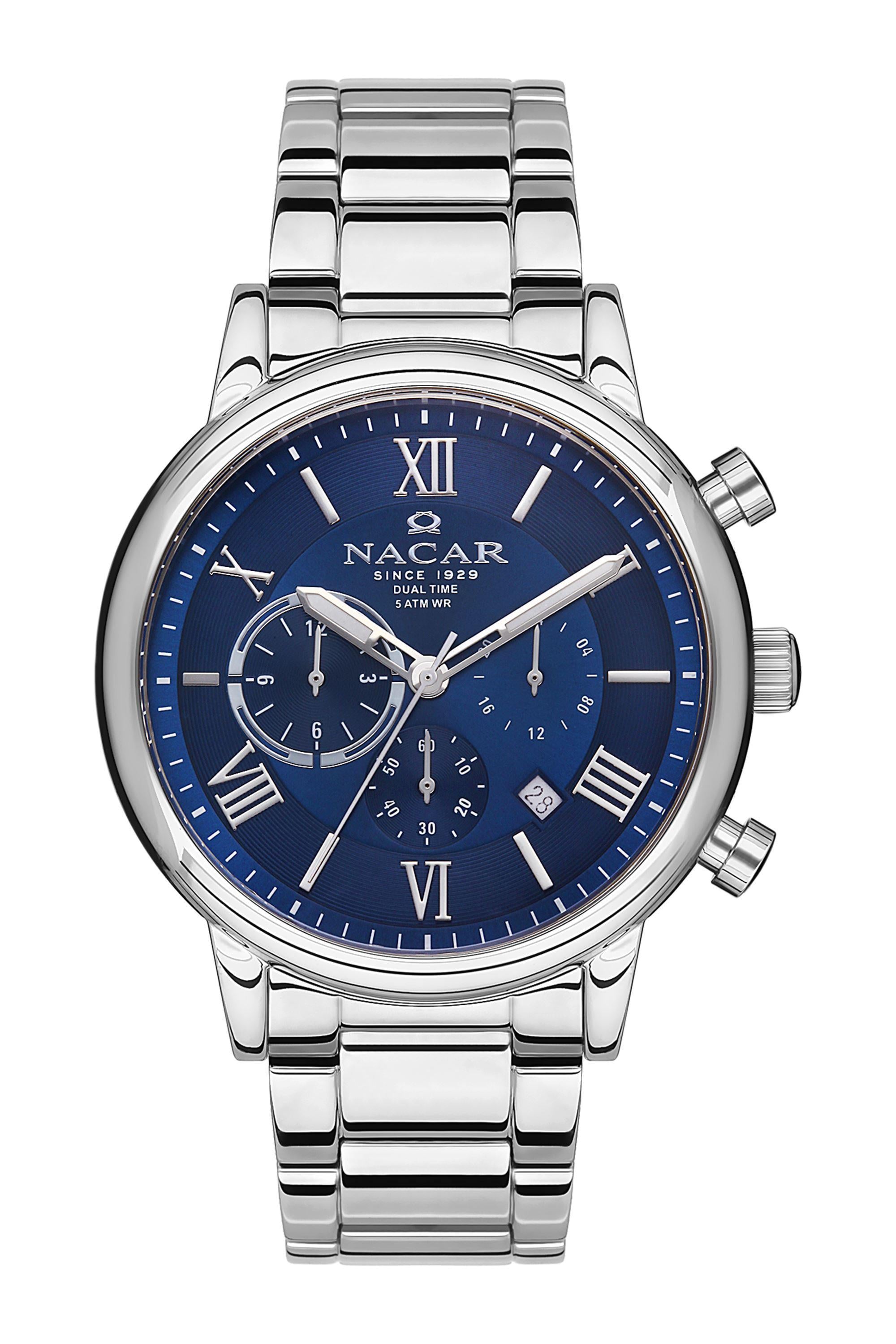 Nacar Çelik Kordon Kasa Lacivert Kadran  Fonksiyonlu Erkek Kol Saati NC34-290312-ALM 