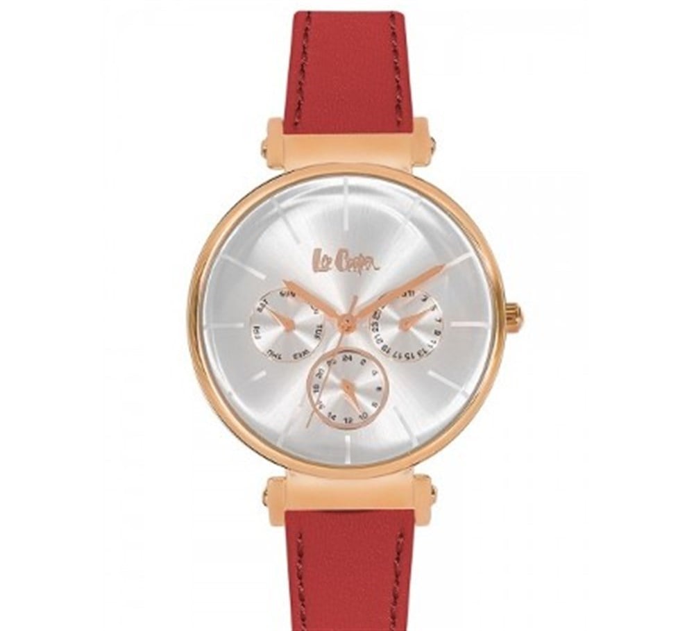 LC06334.438 Lee Cooper Bordo Deri Rose Gold Bayan kol Saati