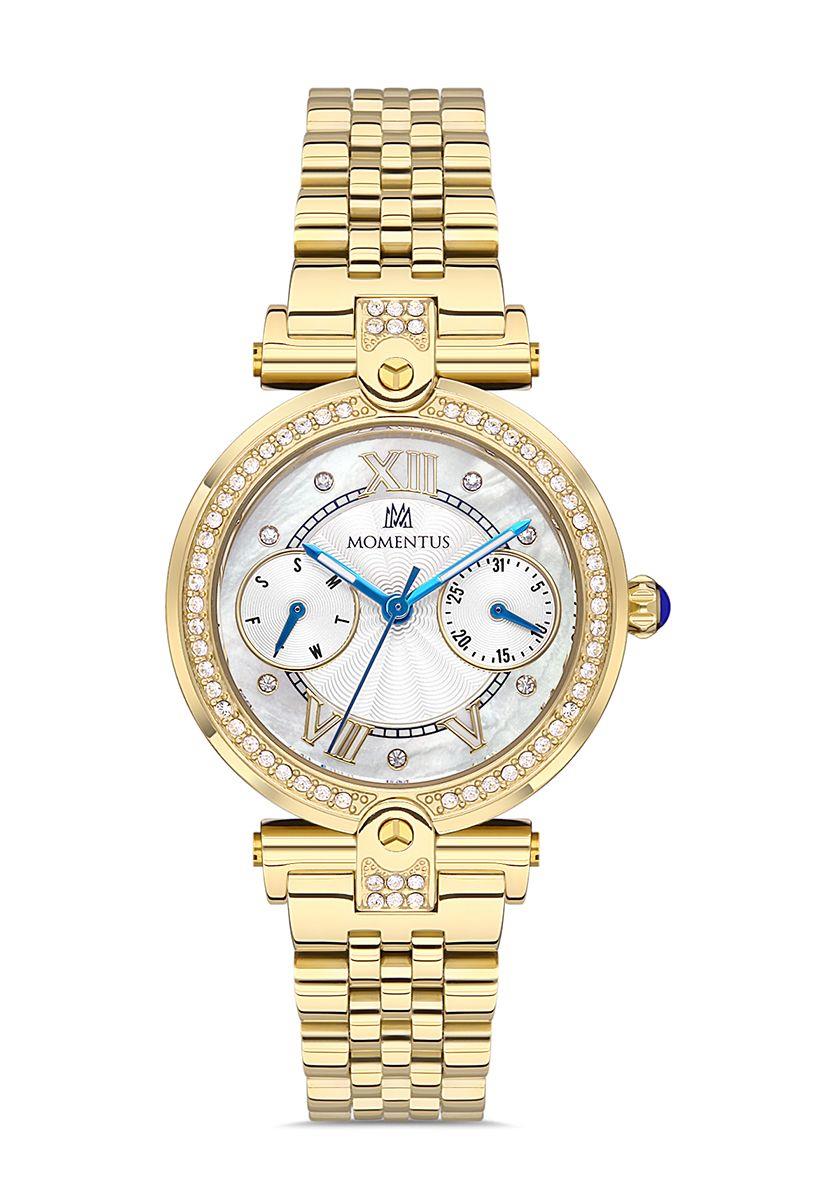 Momentus Spor Altın Gold Taşlı Kasa SS246G-02SG Kadın Kol Saati