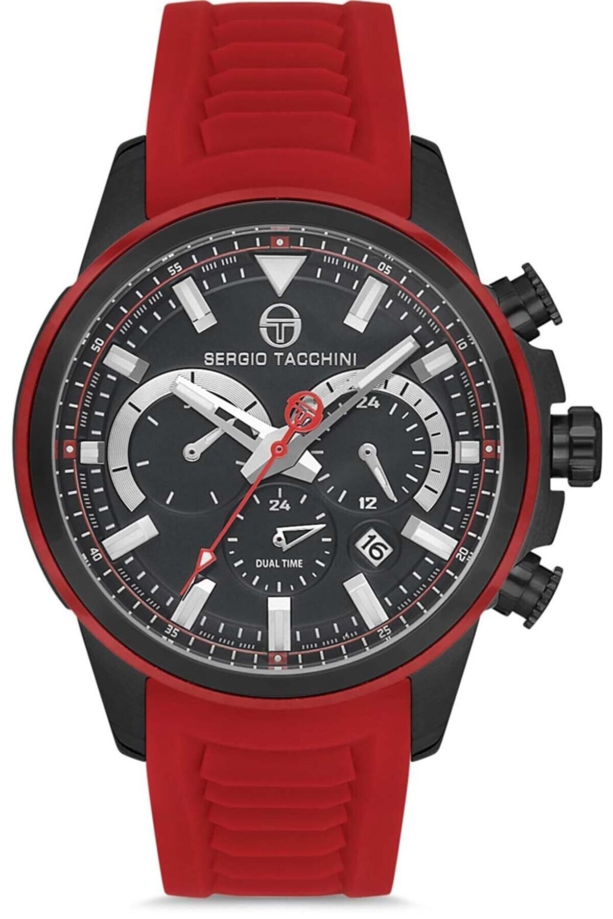 Sergio Tacchini Kırmızı Silikon Fonksiyonlu Spor Erkek Kol Saati ST.1.10128.5