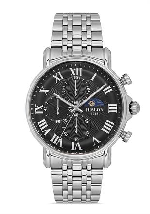 Hislon Çelik Metal Gümüş Renk Kronometreli Spor Erkek Kol Saati TM112S-04SS