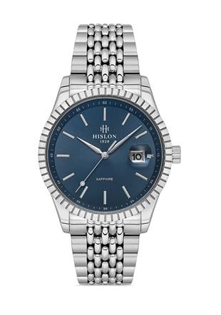 Hislon  316L Paslanmaz Çelik Kordon, Safir Kaplama Cam Erkek Kol Saati
