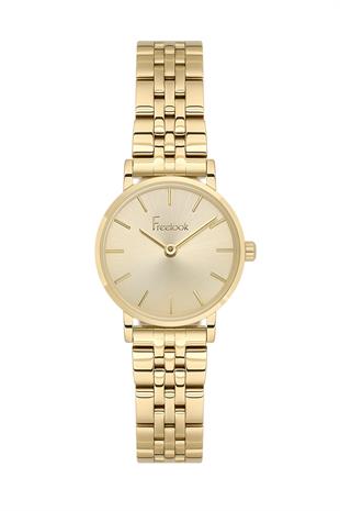 Freelook Sade Klasik Altın Gold Renk Çelik Beyaz Kadran Kadın Kol Saati  FL.4.10034-2