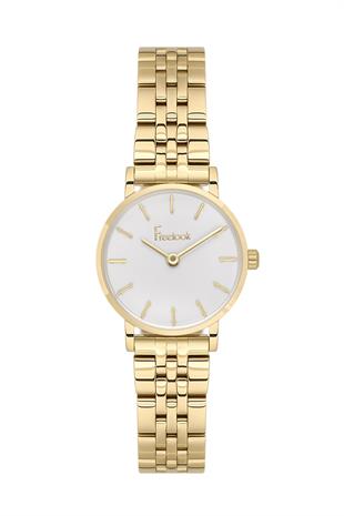 Freelook Sade Klasik Altın Gold Renk Çelik Beyaz Kadran Kadın Kol Saati FL.4.10034-4