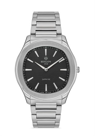 Hislon Çelik Klasik Safir Cam Ultra İnce Siyah Kadran Erkek Kol Saati CL148S-04SS