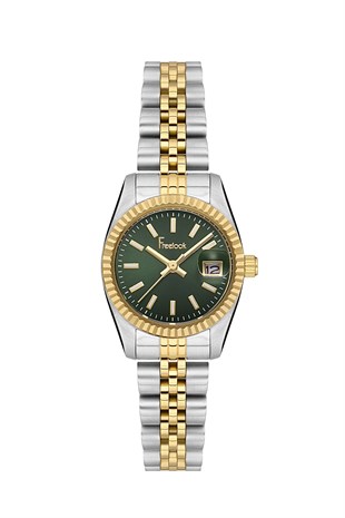 Freelook Metal Çift Renk Rose Gold Gümüş Takvimli Kadın Kol Saati FL.4.10001.4 