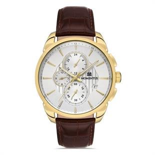 Momentus Gold Kasa Kahve Rengi Deri Kordon Multifunction Spor CC206R-02KR Erkek Kol Saati