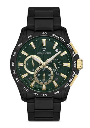Momentus Metal Siyah Yeşil Kadran Multifunction SM349B-15SG Erkek Kol Saati