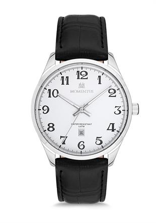 Momentus Rakamlı Beyaz Kadran Deri Kordon Mineral Cam 5 ATM Su Geçirmezlik KC231S-01BS Erkek Kol Saati