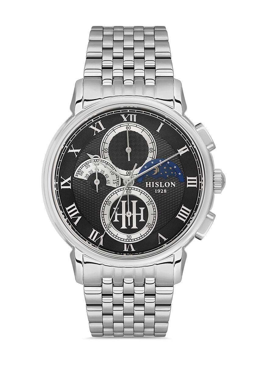 Hislon Spor Çelik Metal Kordon Kronometreli Erkek Kol Saati TM143S-04SS