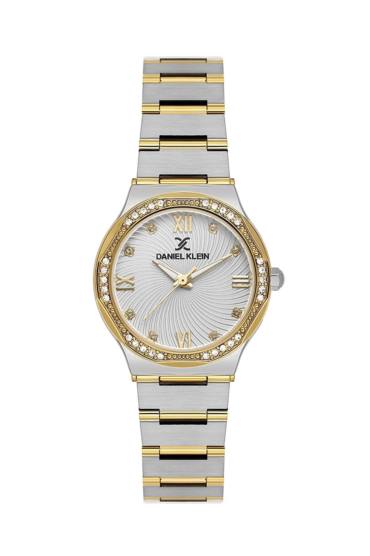 Daniel Klein Premium Yuvarlak Kasa Beyaz Kadran Metal Gold Gümüş Renk Kadın Kol Saati DK.1.14101-3