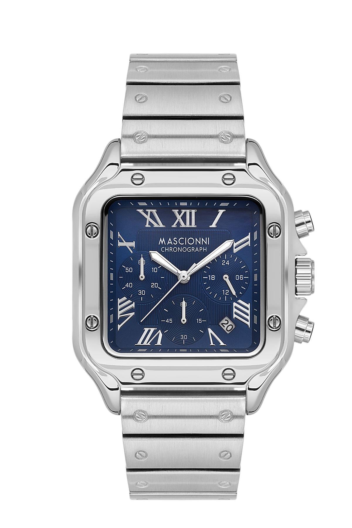 Mascionni Kare Metal Fonksiyonlu Spor Kasa  M.1.1265.03 Erkek Kol Saati 