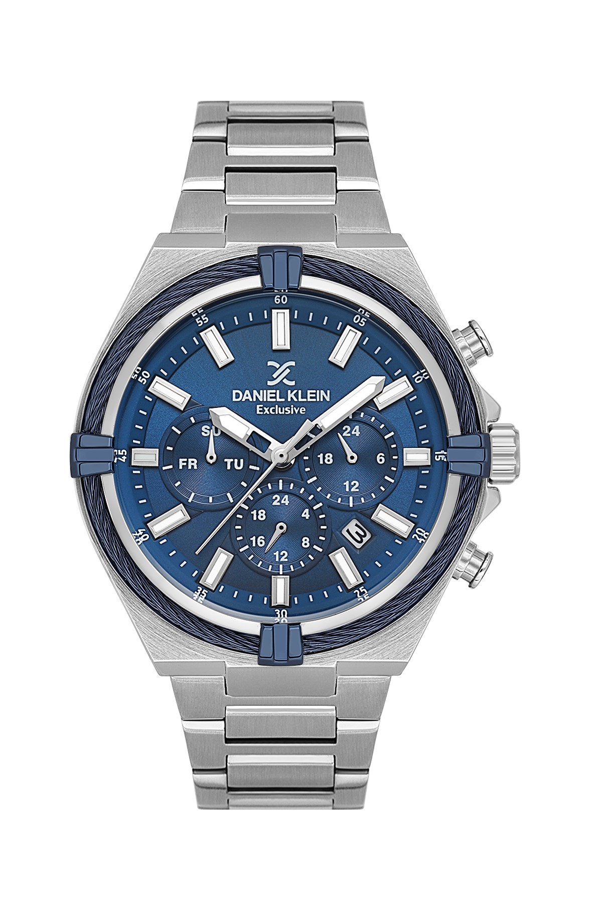 Daniel Klein Metal Gümüş Renk Kasa Kordon Lacivert Japon Multifonksiyon Kadran Spor Erkek Kol Saati DK.13.10092-6