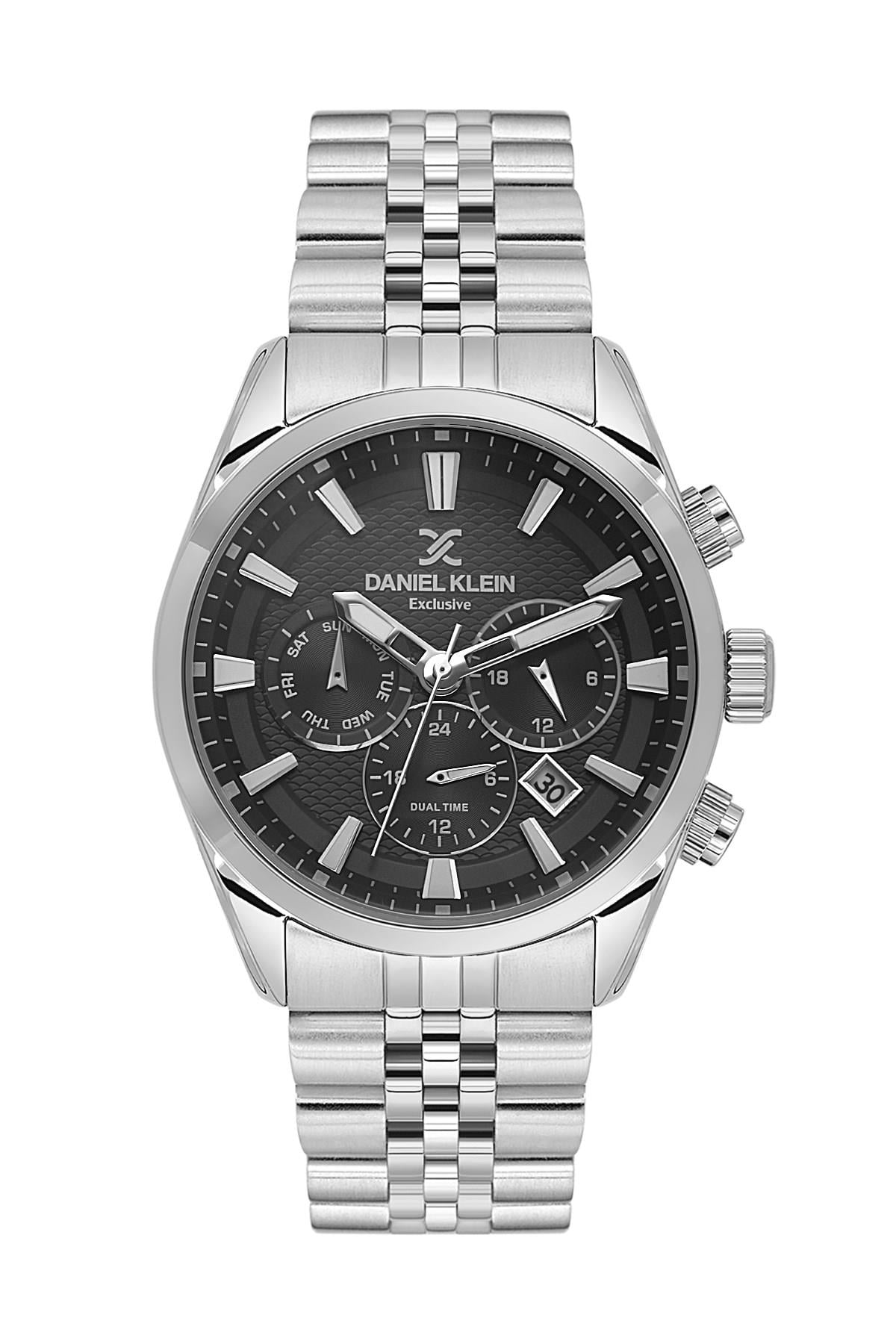 Daniel Klein Spor Fonksiyonlu Metal Siyah Kadran Gümüş Kordon Erkek Kol Saati DK.6.10926-2