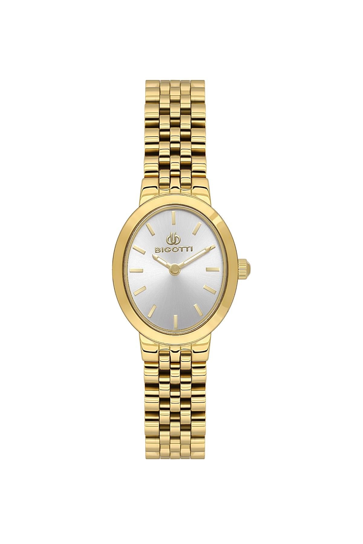 Bigotti Milano Altın Gold Metal Sade Beyaz Kasa Kadın Kol Saati BG.1.10660-3