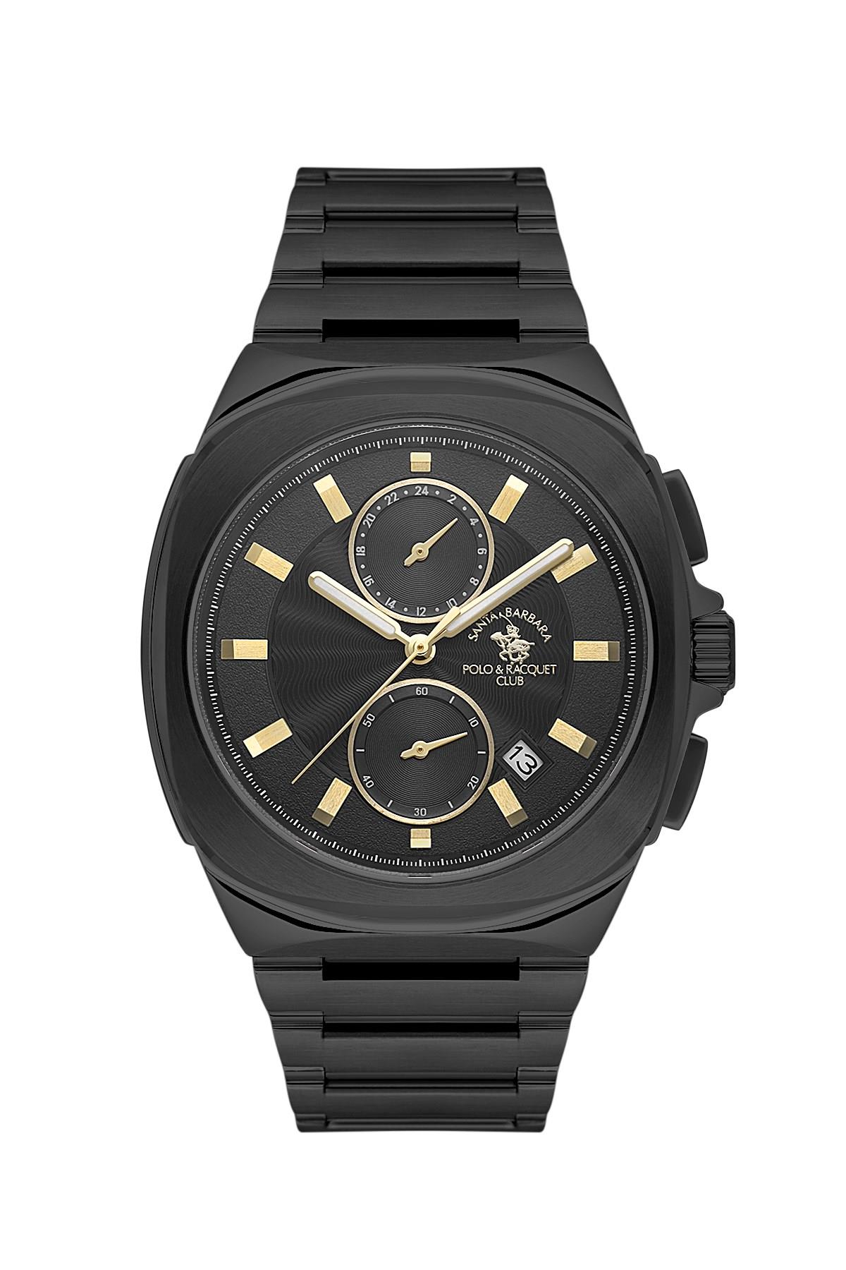 Santa Barbara Polo & Racquet Club Siyah Çelik Spor Siyah Kadran Erkek Kol Saati  SB.1.10610-5