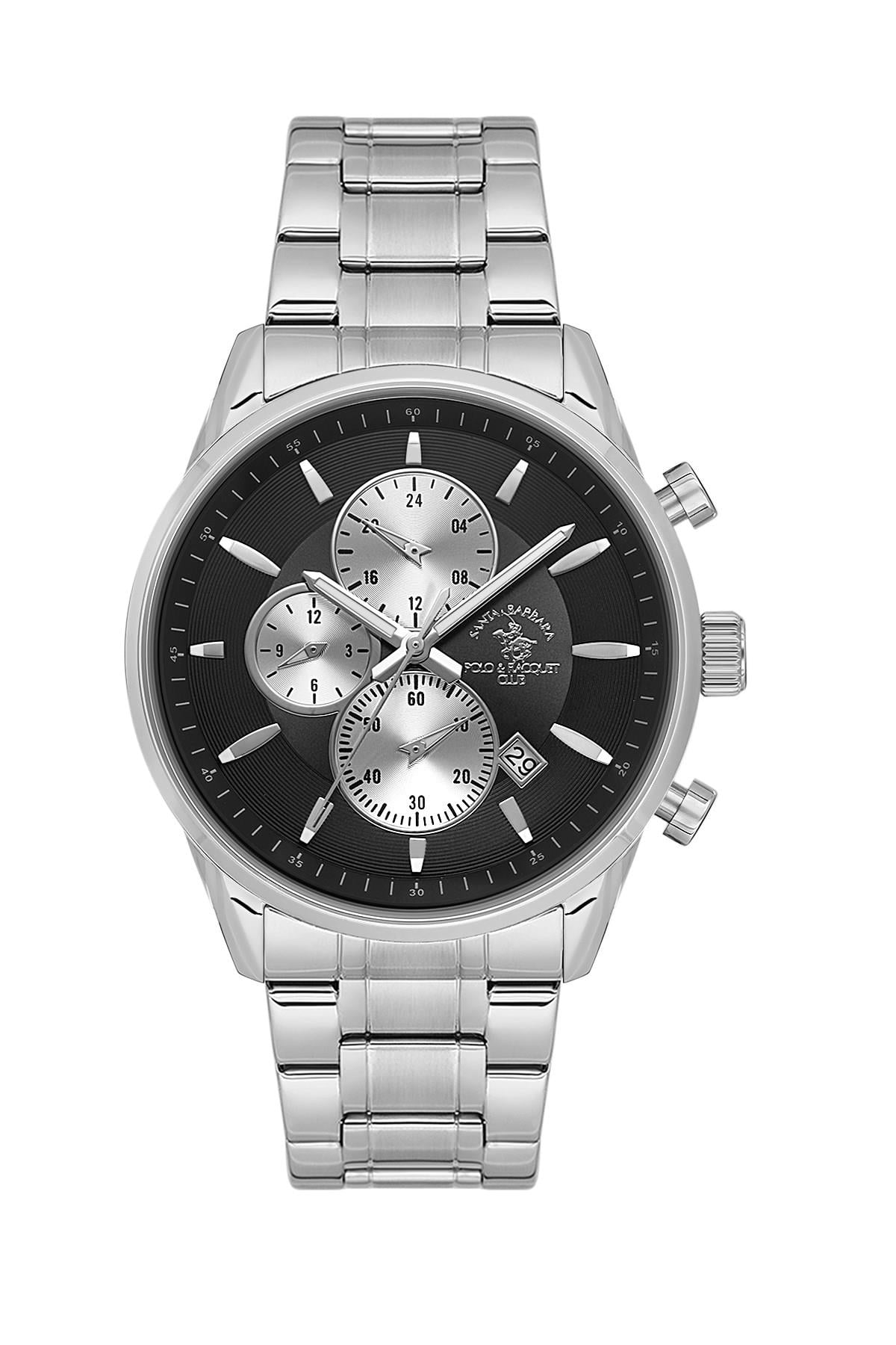 Santa Barbara Polo & Racquet Club Metal Spor Çelik Fonksiyonlu Siyah Kadran Erkek Kol SaatiSB.4.10052-2