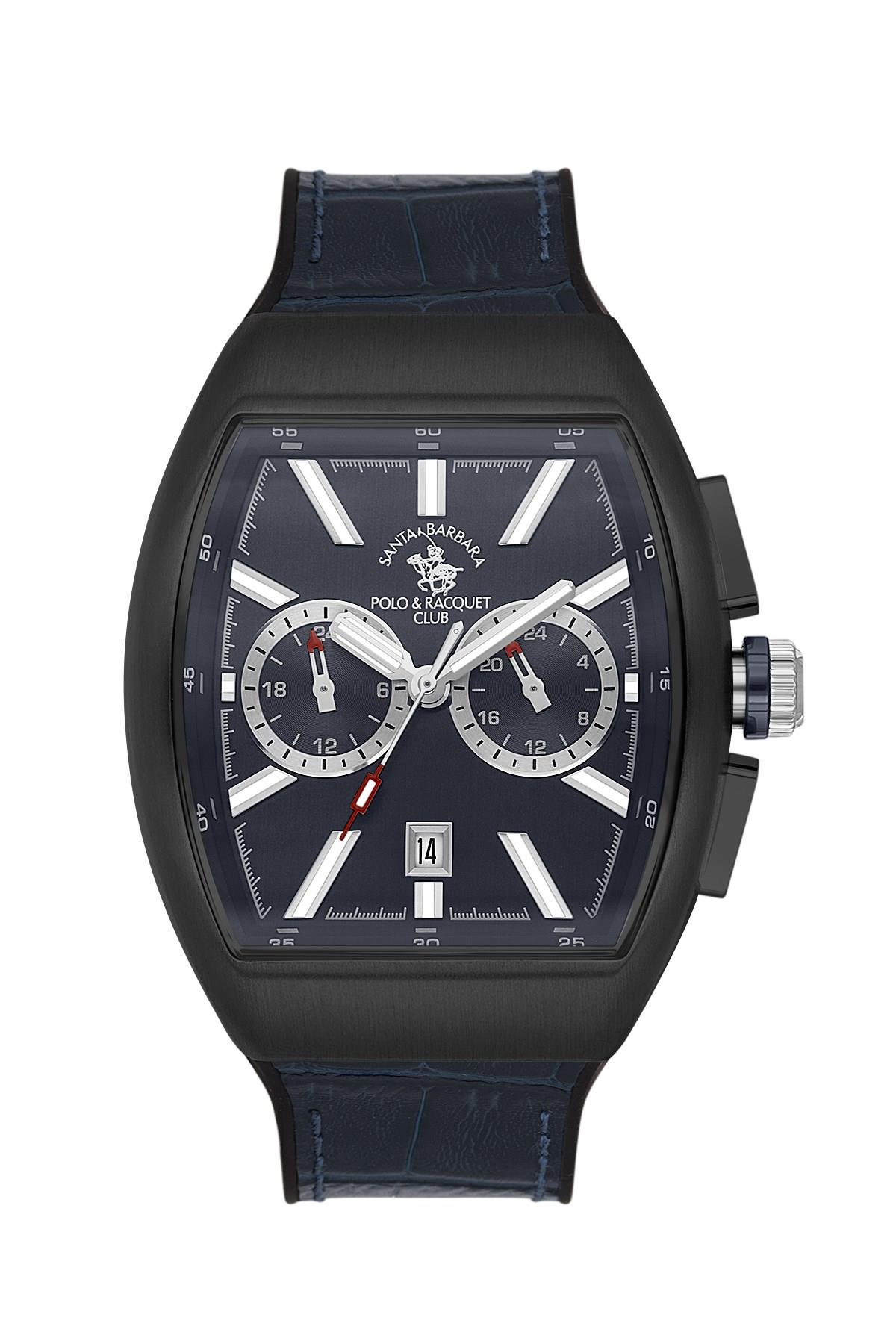 Santa Barbara Polo & Racquet Club Spor Silikon Deri Kordon Kare Spor Erkek Kol Saati SB.1.10607-3