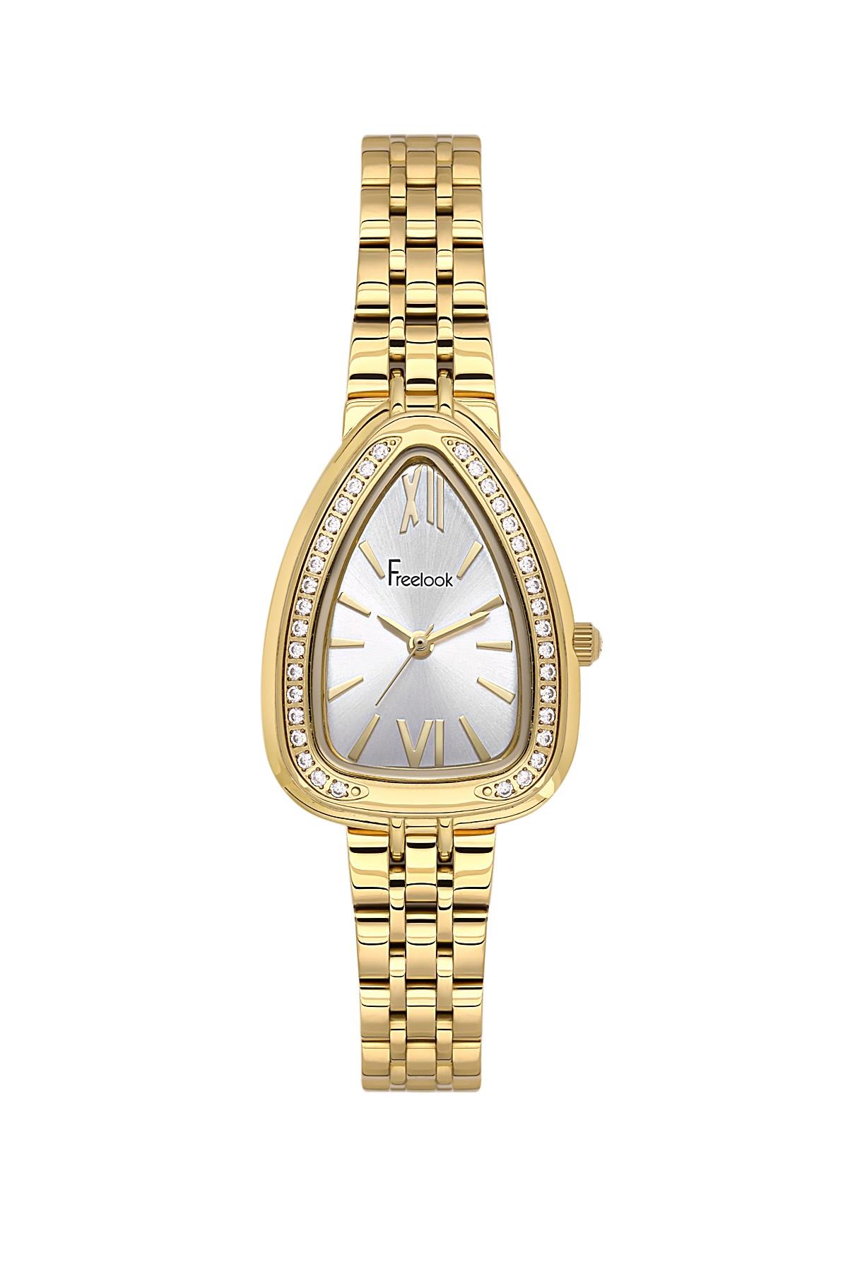 Freelook Gold Renk Metal Kordon Damla Model Kadın Kol Saati  FL.1.10483-2