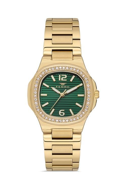 Ferro Metal Kordonlu Gold renk kadın Kol saati FL21366A-B6 