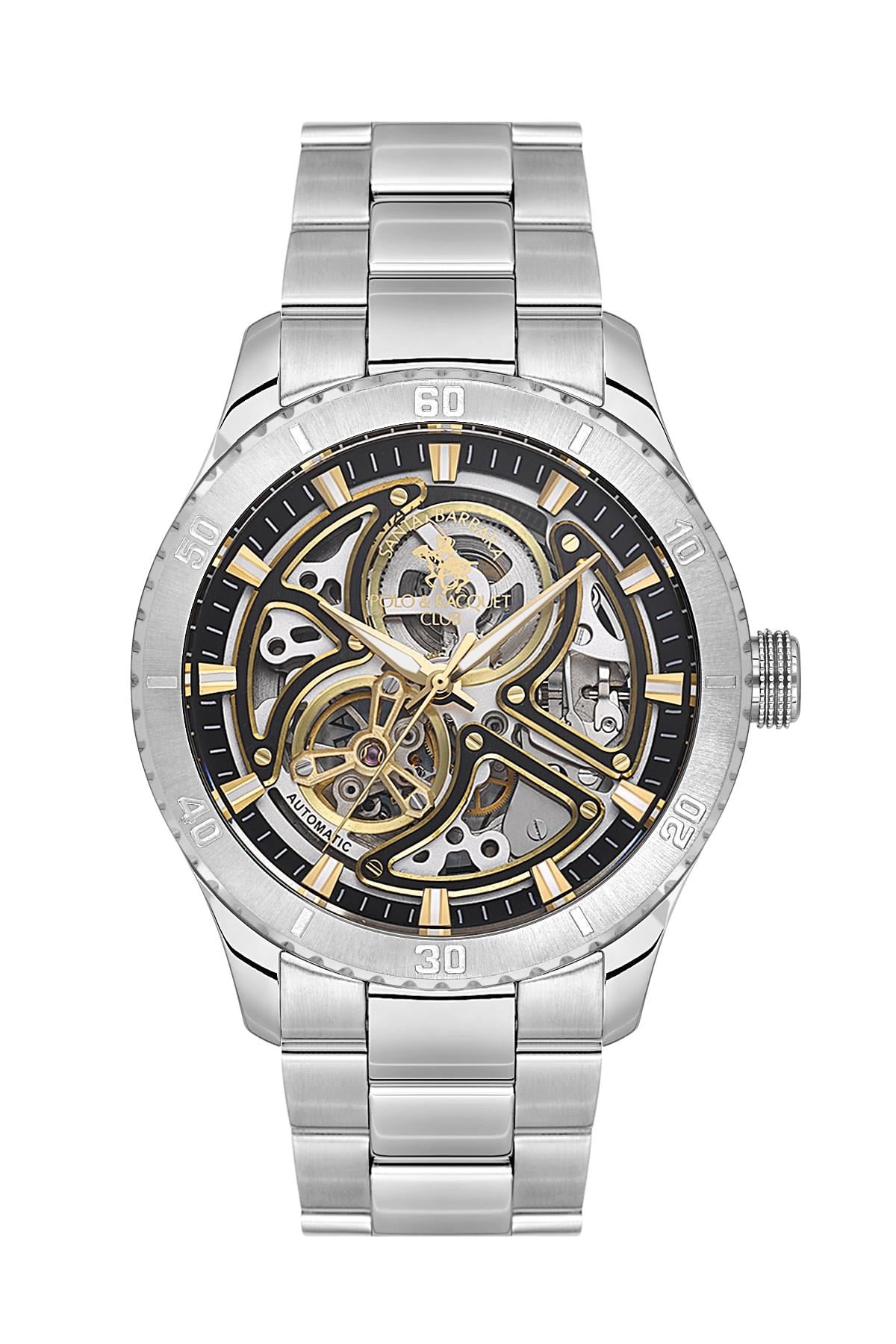 Santa Barbara Polo & Racquet Club Çelik Transparan Otomatik Gold Kadran Erkek Kol Saati SB.1.10572-4