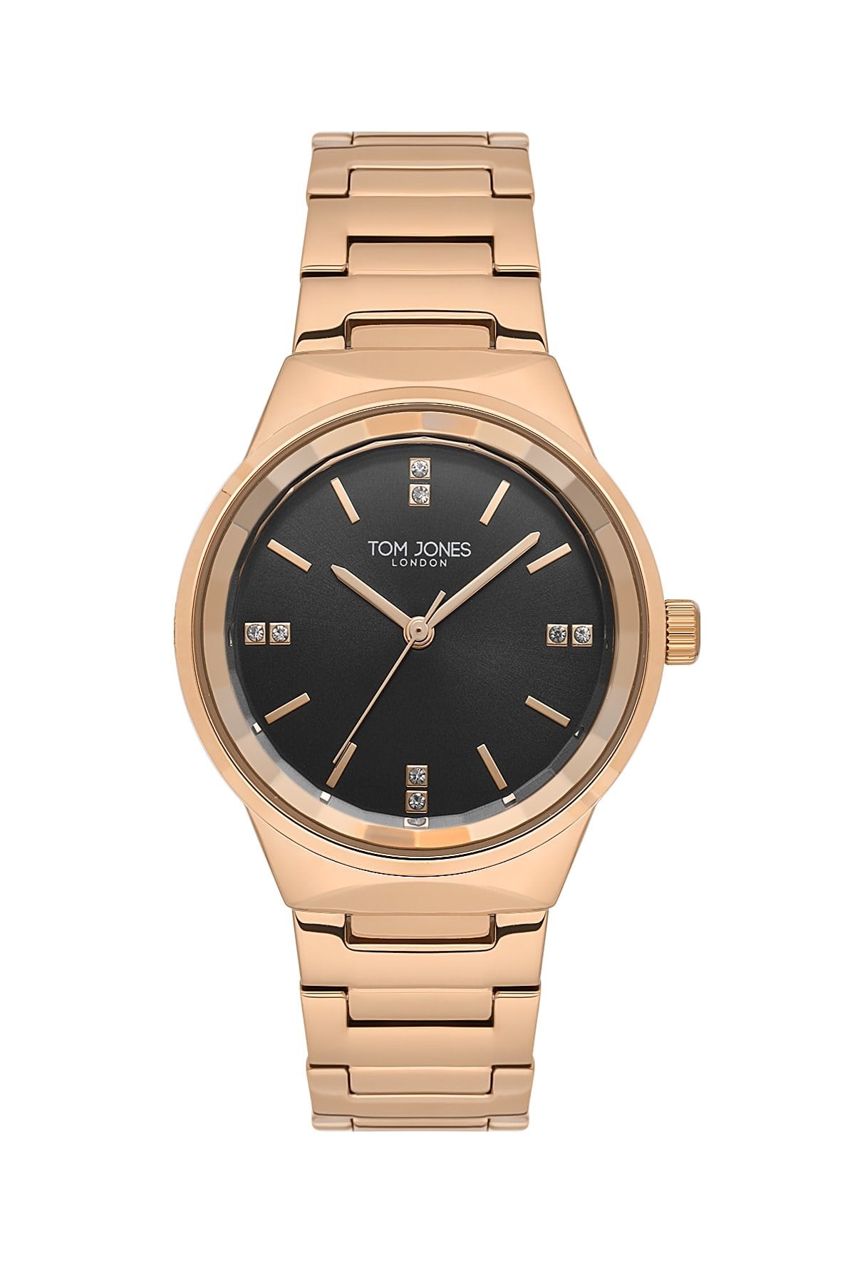 Tom Jones Metal Rose Gold Kasa Kordon Siyah Yuvarlak Kadran Kadın Kol Saati TJ.1.2288A-07 
