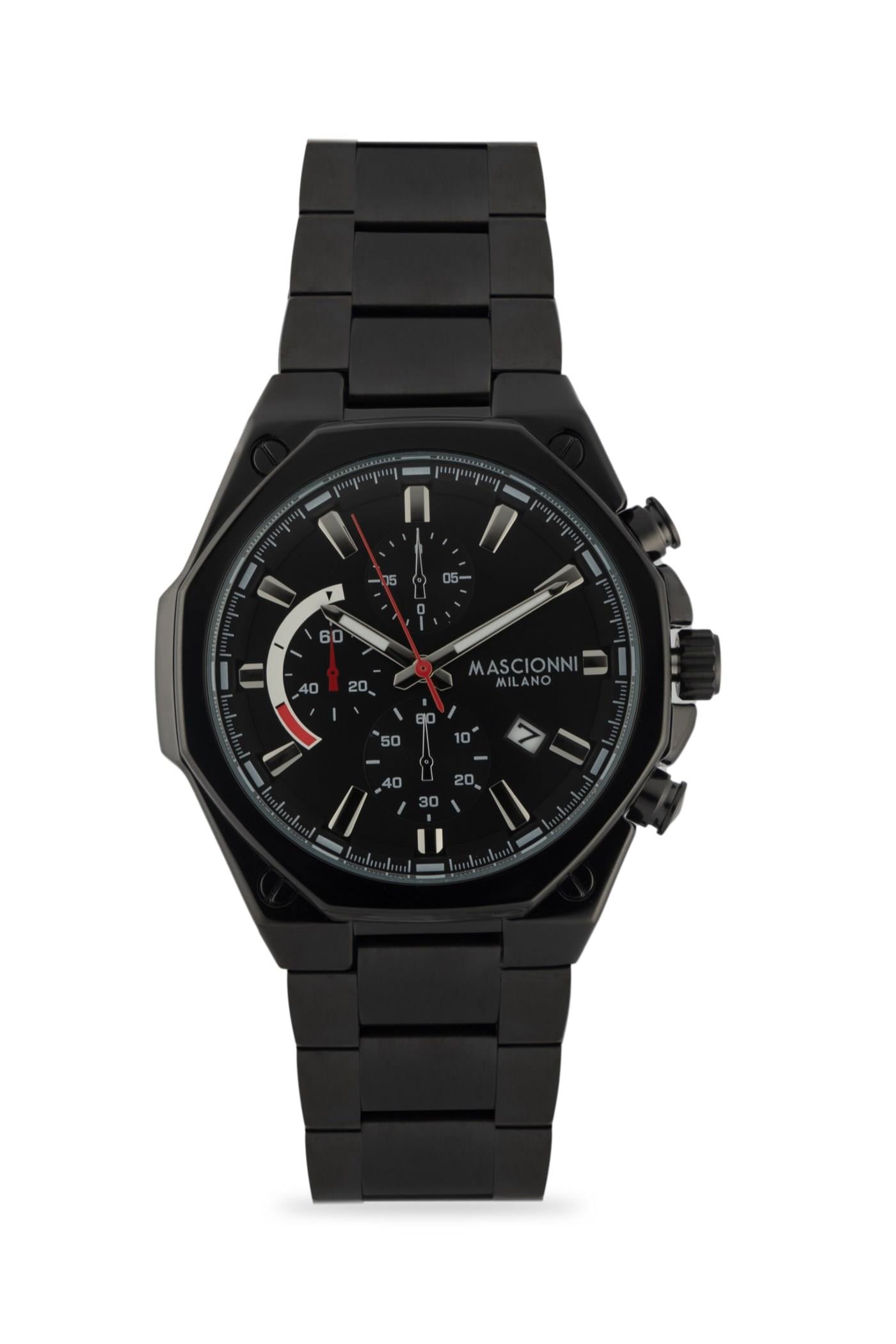 Mascionni Siyah Metal Takvimli Spor Model Erkek Kol Saati  M.1.1362-05