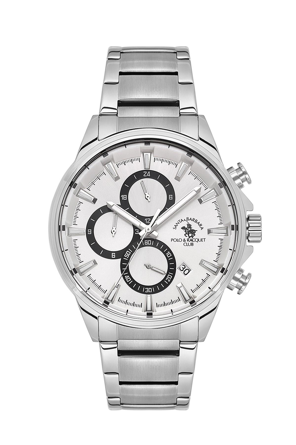 Santa Barbara Polo & Racquet Club Metal Spor Çelik Fonksiyonlu Beyaz Kadran Erkek Kol Saati SB.4.10053-1